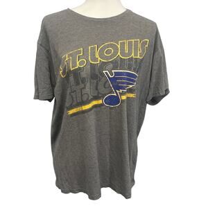 NHL Mens Large Heathered St Louis Blues Hockey Short Sleeve Crew Neck Tee Shirt